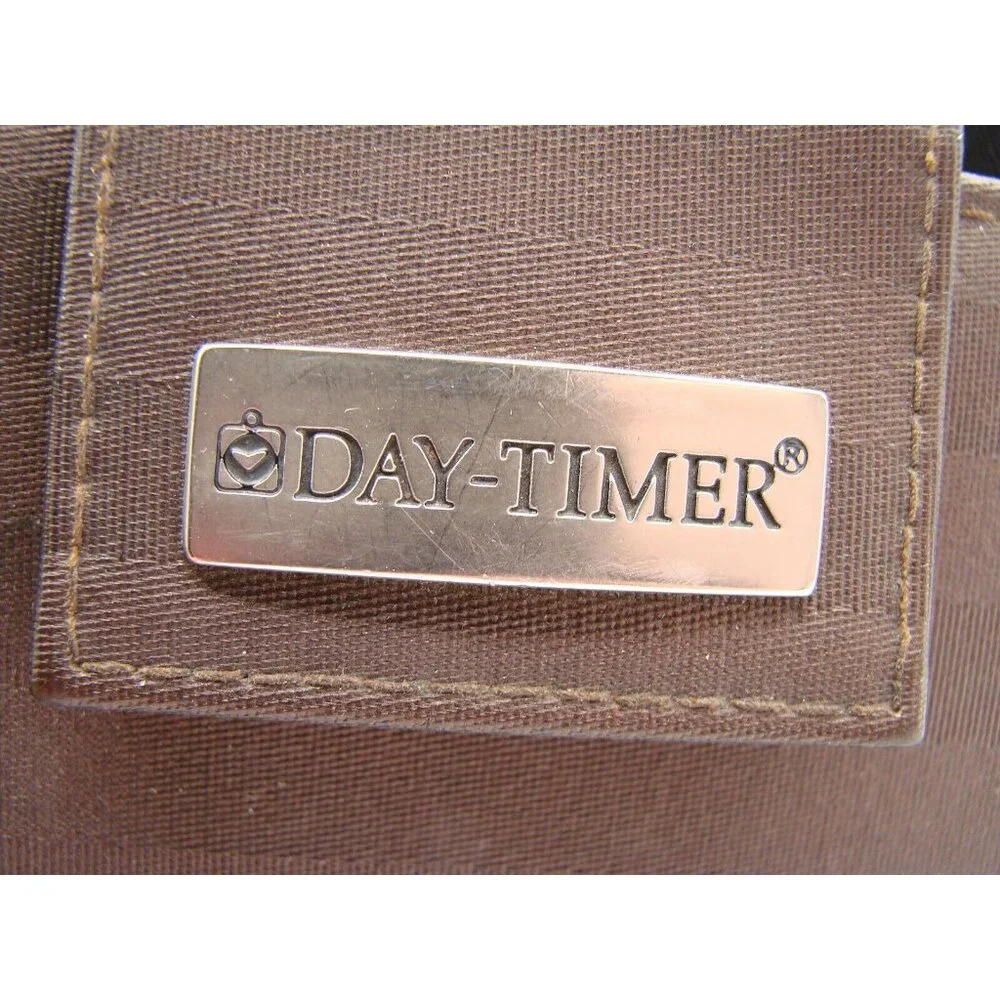 Day-Timer Navigator Brown Satin Striped Planner Binder 6 Rings Snap Tab Closure